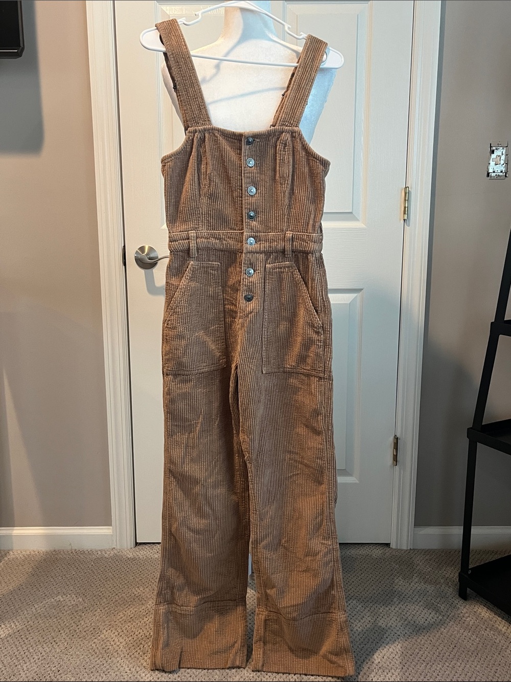 aerie Corduroy Wide-Leg Jumpsuit in Camel Brown